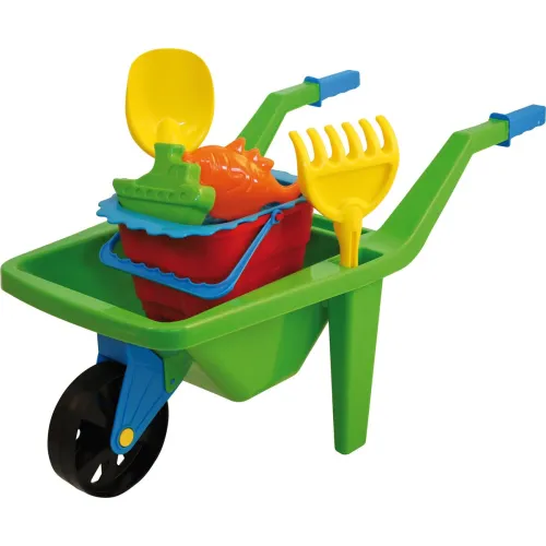 Kinder kruiwagen met strandspeelgoed 